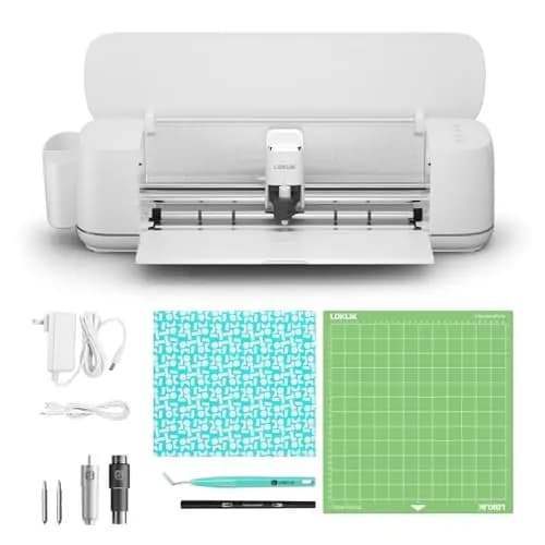 LOKLiK iCraft Máquina Plotter - Máquina de Corte para Personalizar Textiles, Tazas, Bolsas, Pegatinas y Decoración. Funciona con Vinilo, Papel, Cuero, Cartón y Más. (Blanca)