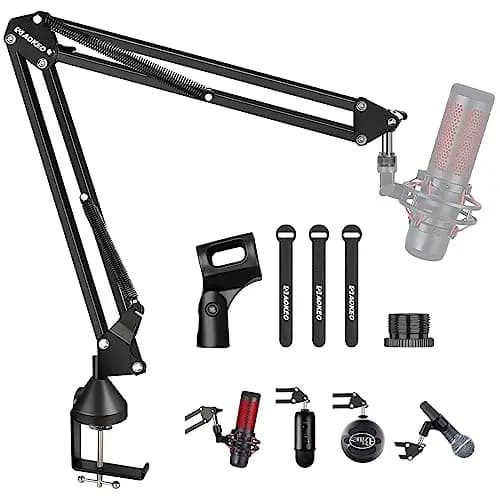 Soporte de Micrófono,Aokeo AK-35 Brazo de Micrófono ajustable negro Profesional para Micrófono de HyperX QuadCast,Blue Yeti,Blue Snowball,Etc