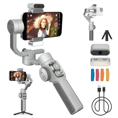ZHIYUN CINEPEER Smooth 5E Combo Estabilizador Smartphone, Seguimiento AI Inteligente, Luz de Relleno Integrada & Magnética, Estabilizador de Móvil de 3 Ejes, Edición Inteligente, Carga 300g