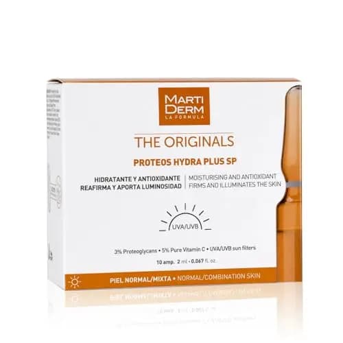 MARTIDERM The Originals Proteos Hydra Plus SP | Ampollas Antiedad Hidratantes y Antioxidantes | con Proteoglicanos y Vitamina C | Protección UVA/UVB | 10 Ampollas x 2ml