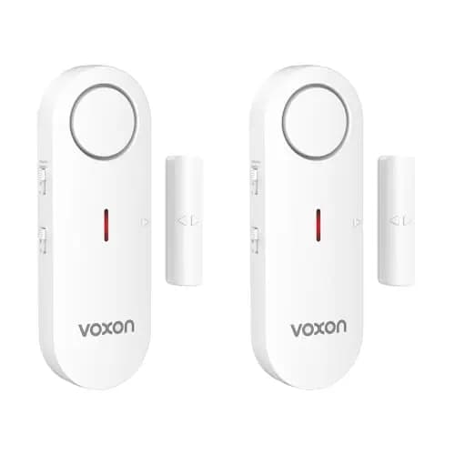 VOXON Sensores Puertas y Ventanas, Alarmas para Casa, Alarma Puerta y Timbre 2 en 1 con LED y Volumen de 3 Niveles, de Instalación Rápida, Sensor Puerta para Hogar, Oficina, Garaje, Tienda (2 PCS)