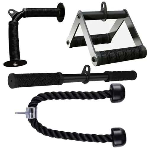 Fitarc Juego de accesorios para máquina de cable para gimnasio y entrenamientos en casa, accesorios extraíbles LAT con agarres antideslizantes, color negro