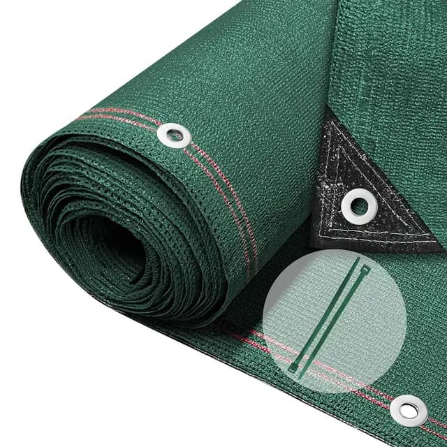 VOUNOT® Malla Sombreo y Ocultación 1.8×20m, Valla Privacidad 230 g/m² HDPE Protección UV, Red de Sombra con Bridas, para Jardín, Huerto, Balcón, Verde