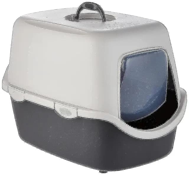 Trixie - Bandeja Higiénica Vico para Gatos, 40 × 40 × 56 cm, Gris Oscuro/Gris Claro, Inodoro con Cubierta y Puerta Abatible, Borde Doble Antisalpicaduras y Fácil Limpieza
