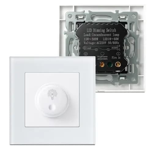 Interruptor Dimmer LED 220v, Regulador de Luz para LED Regulables de 1–60W / Halógenos de 15–300W, Dimmable Switch Protección Segura, Sin Ruido – Imagen 1