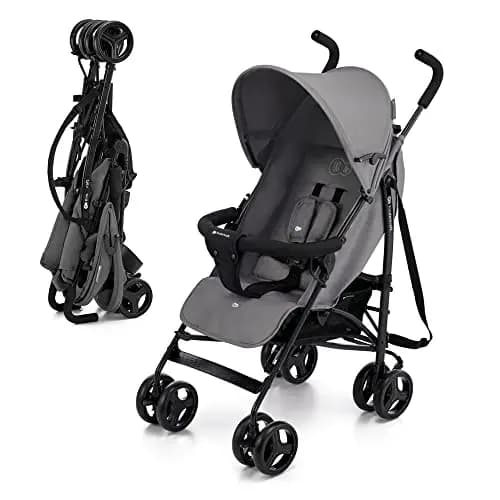 Kinderkraft TIK Silla de Paseo bebé, Carrito, Carro bebé, Carrito bebé, Posición reclinada, Plegable, Posición Tumbada, Ligero - 6,5kg, Material Impermeable, Gris, 1.0 Count