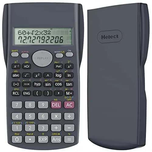 Helect Calculadora Científica de Ingeniería de 2 Líneas, Adecuada Compatible Escuelas y Negocios, Negro