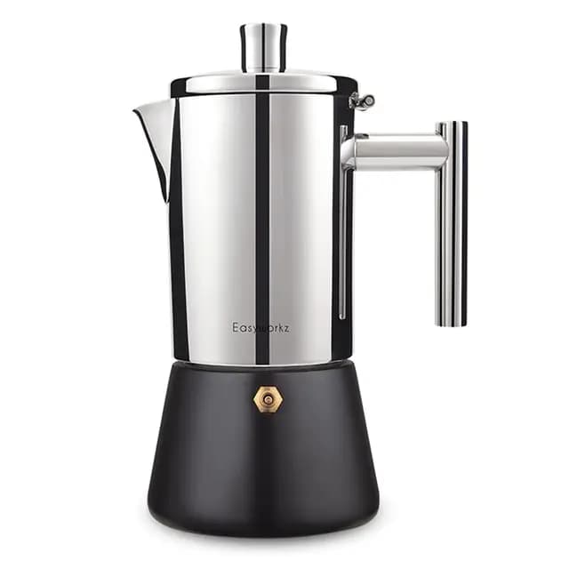 Easyworkz Diego Cafetera Italiana de Acero Inoxidable para Cocina de inducción, 300 ml, 4-6 Tazas, Negro