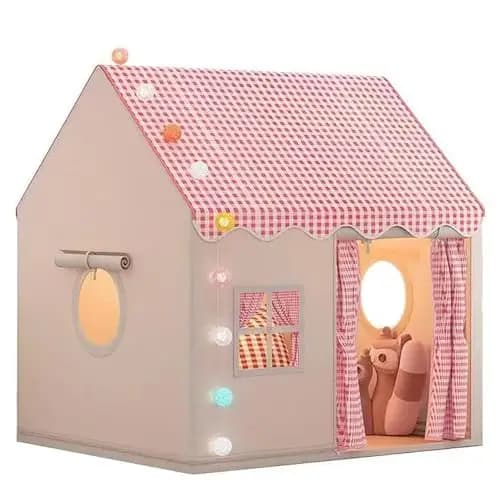 Tienda de campaña desplegable para niñas; Bolas de Colores, Luces y Rana arcoíris de Peluche. Casita de Juegos de Interior, cabaña Infantil, casa Plegable. Tienda de campaña Infantil de Princesa Rosa