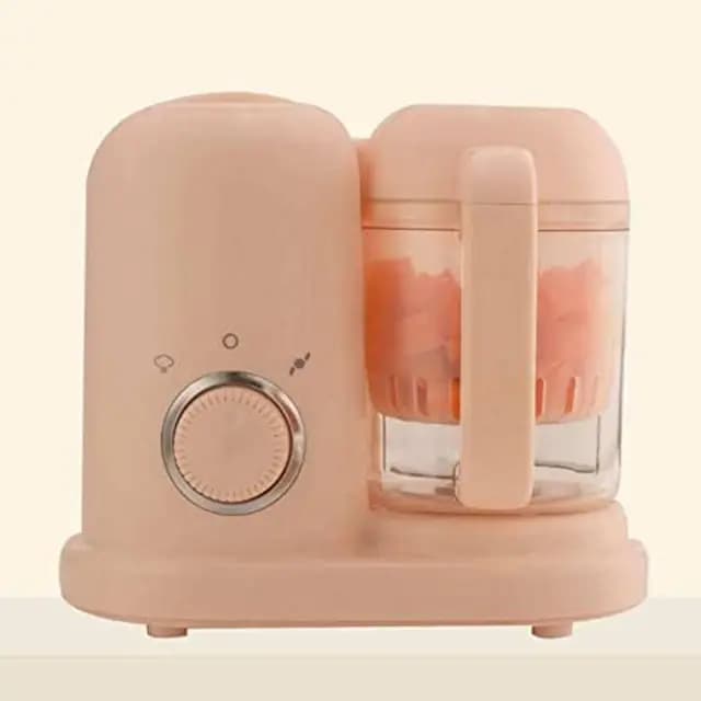 Procesador Comida bebé vaporizado y triturado con botón, diseño Desmontable Lavable para papillas,Rosado