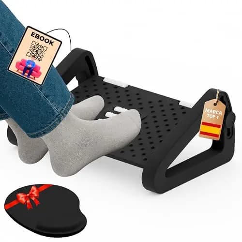 ALEHC® Versión Mejorada 2.0 [Pack 2 pcs + Ebook Exclusivo] Reposapiés de Oficina Antideslizante y Ajustable en 6 Alturas + Alfombrilla Premium - Dile Adiós a la Fatiga y Trabaja con Máxima Comodidad