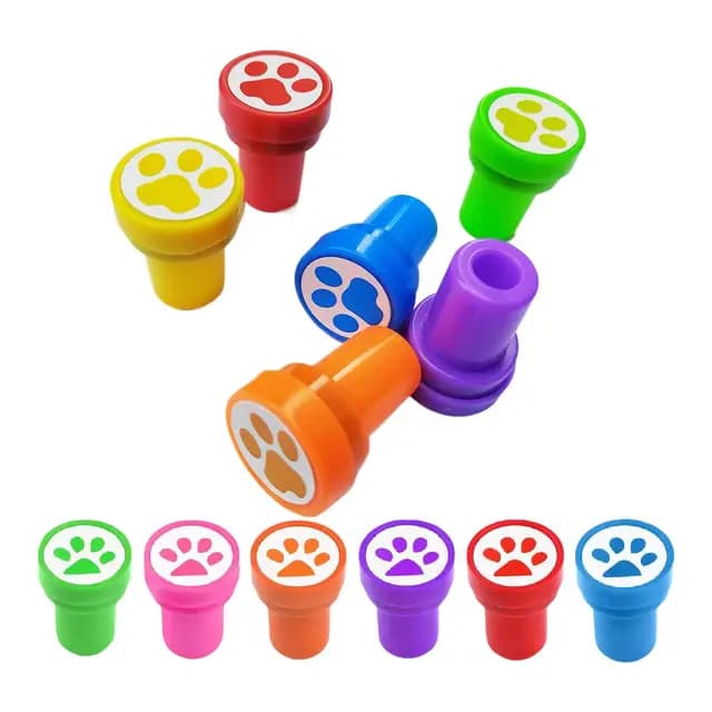 Sellos Huella Patita – PP 3,5x2,5cm 12 Piezas | Set Sellos Automáticos Patita Perro | Mini Sello Coloridos Para Manualidades, Scrapbooking, Proyectos Mascotas Y Actividades Creativas En Casa