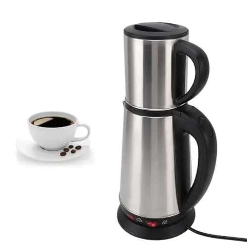 ZJchao Máquina de té tradicional turca, tetera eléctrica de acero inoidable con calefacción oculta para elaboración perfecta y sabor intenso