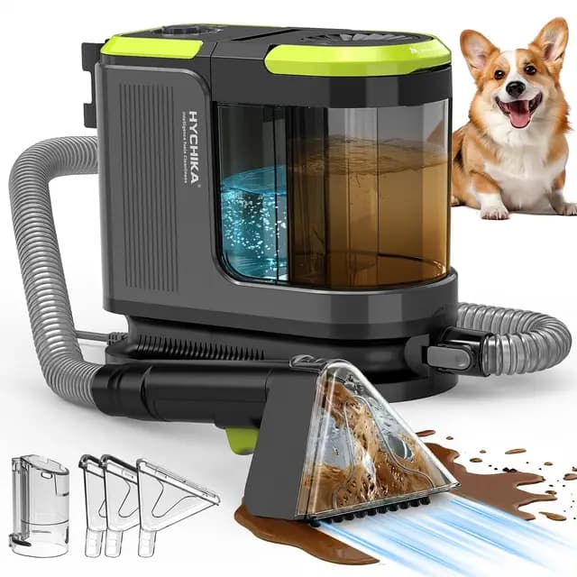 HYCHIKA Limpiador de Tapicerías con Aspiración y Lavado 1800W | 17 kPa, Limpiador de Alfombras con Lavado y Aspiración, Limpiador Textil Portátil, Quitamanchas para Sofá, Tapicerías y Coche