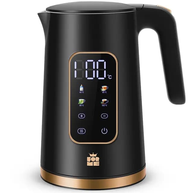 ForMe Hervidor Eléctricos de Acero Inoxidable 1,7 L Selección de Temperatura de 40-100 C LED Indicador Digital de Temperatura I Función de Mantener Caliente Tetera I Cristal Hervidora Libre de BPA
