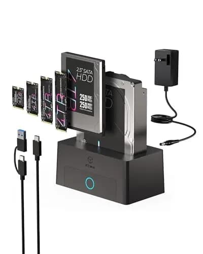 Icy Box Docking Station USB-C para M.2 NVMe y HDD/SSD 2,5"/3,5", USB 3.2 Gen 2 Type-C (10 Gbps), HotSwap, UASP, Dock SATA y NVMe para SSD y Discos Duros, IB-1123M-CU31, Spade Dock 1123