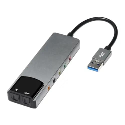 Tarjeta de Sonido de Computadora 6 en 1 Tarjeta de Sonido Externa USB 5.1 Convertidor de Audio MultifuncióN para Computadora PortáTil Tarjeta de Sonido de Aluminio