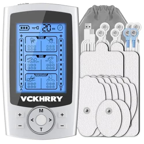 3 en 1 Electroestimulador Muscular de 36 programas, con función TENS EMS Masaje, 20 Niveles de Intensidad para Muscular Relajación, 2 Canales y 10 Electrodos, Función de Masaje
