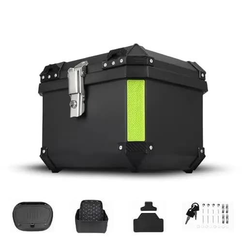 Genérico Top Case Moto Universal, Baúl de Moto Impermeable 45L / 57L, Caja Trasera de ABS Engrosado con Cerradura de Seguridad y Base de Montaje para Cascos, Equipaje Moto y Scooter (45L)