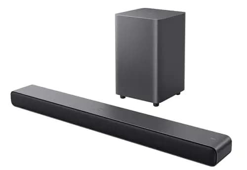 TCL S55HE Barra de Sonido 2.1, 220W, Subwoofer Inalámbrico, Dolby Atmos, DTS Virtual:X, HDMI eARC, Bluetooth 5.3, Mando Único, Compatible TV
