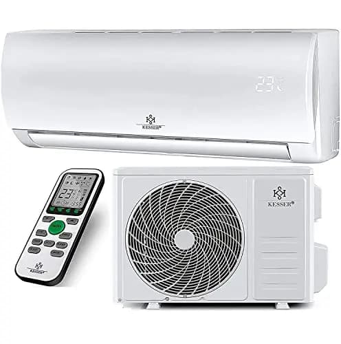 KESSER® Aire acondicionado SET Split con función wifi/App, refrigeración A++/ calefacción A+, refrigerante R32, pantalla LCD, mando a distancia y función de temporizador, Split 9000 BTU/h / 2600 Watt