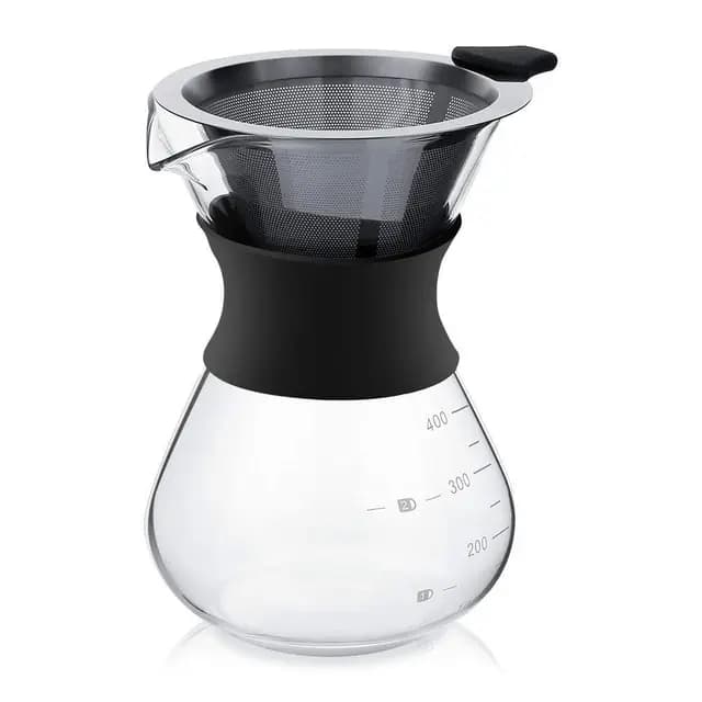 YunNasi Pour Over Cafetera de Goteo Vierta Sobre Cafetera con Reutilizable Filtro de permanente de Acero Inoxidable (400 ml)