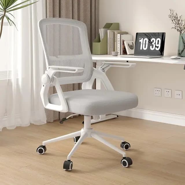 naspaluro Silla Ergonómica de Oficina con Respaldo de Malla y Soporte Lumbar, Silla Escritorio Giratoria Altura Regulable, Reposabrazos Plegables 90°, Función Inclinable, para Hogar y Oficina, Gris