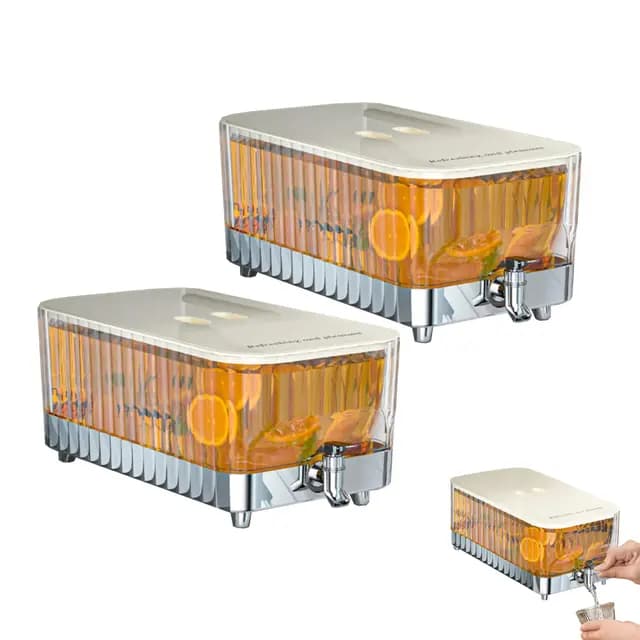 2 Ud Dispensador de Bebidas con Grifo con Capacidad de 5,3L. Jarra de Agua para Nevera con Dispensador. Recipiente de Bebidas para Frigorífico. Dispensador de Agua con Grifo