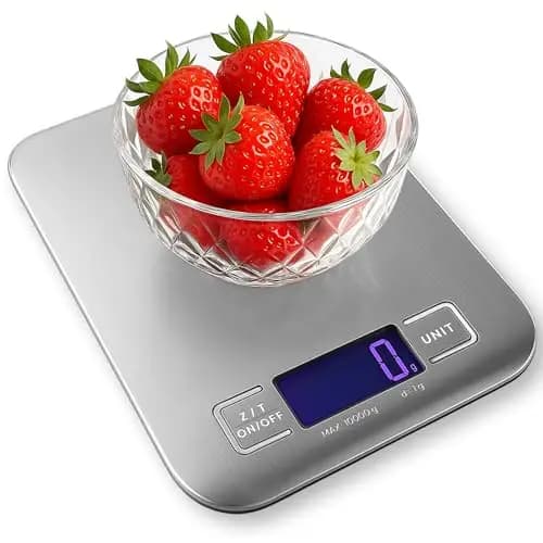 Báscula de Cocina Digital Acero Inoxidable – Peso de Cocina con Pantalla LCD Retroiluminada – Báscula Comida de 5kg y 1g de Precisión para Cocina Diaria y Repostería