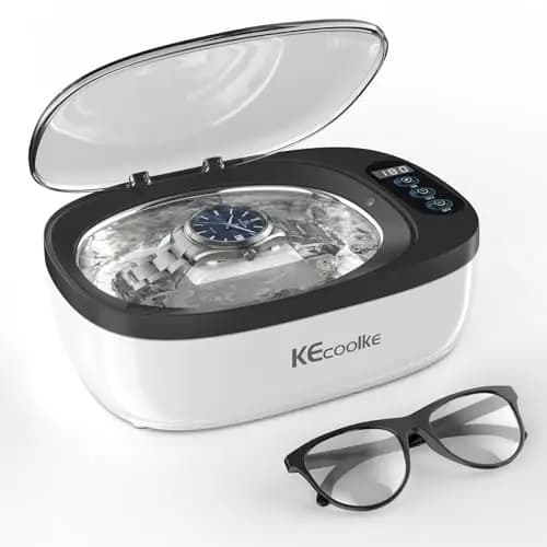KECOOLKE Limpiador ultrasónico de joyas, 750 ml, limpiador acústico con temporizador digital para gafas, anillos, monedas, plata, solución de limpieza ultrasónica para regalos