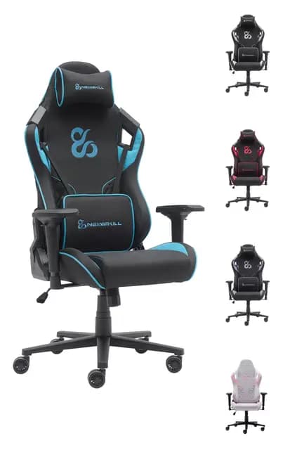 NEWSKILL Takamikura V2 Silla Gaming ergonómica con reposabrazos 4D, Respaldo 180°, Tela Transpirable y Base de Acero - Color Azul