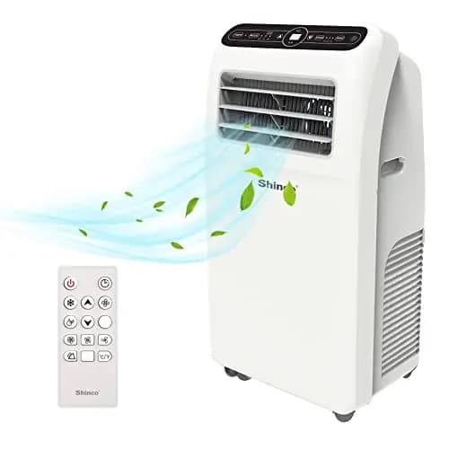 SHINCO 12000BTU Aire Acondicionado Portátil, 3.5kW, Función 3 en 1 con Tubo de Escape, Refrigeración, Deshumidificación y Ventilación, Eco R290