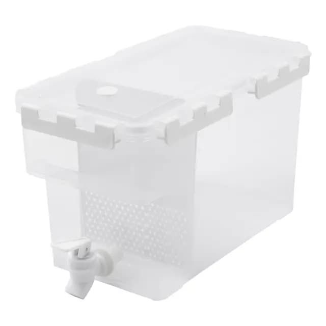 Dispensador de bebidas, 6 L, dispensador de agua con grifo y función de filtrado, dispensador de agua de plástico, dispensador de zumo para frigorífico (blanco)