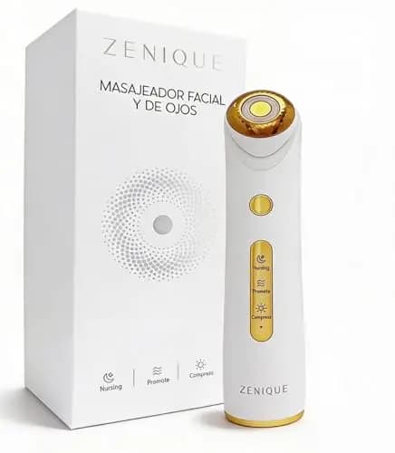 Masajeador Facial Rejuvenecedor Luz LED Roja Azul Calor 45 Grados Antiedad Reduce Ojeras Bolsas Mejora Piel Dispositivo Belleza Facial Portatil Uso Diario Relajante Cuidado Facial Avanzado