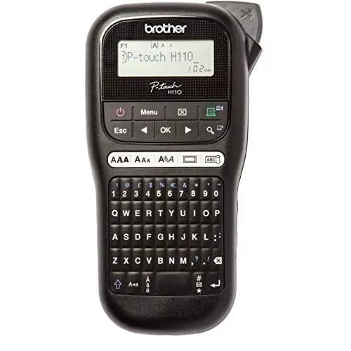 Brother PTH110. Rotuladora electrónica de mano con diseño ergonómico para el hogar y la oficina con teclado QWERTY. Color negro.
