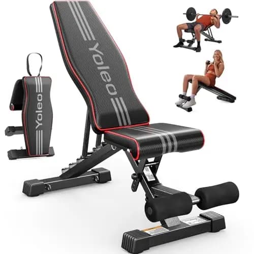 YOLEO Banco de Pesas Ajustable Utilidad Plegable,de Entrenamiento de Cuerpo Completo Inclinación Decline Levantamiento Plano, Press, para Ejercicios de Gimnasio en casa