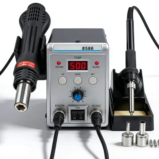 Estacion De Soldadura De Aire Caliente, 700W 2 En 1 Soldador EstañO Y Pistola Aire Caliente, Estacion Soldadura Digital Soldadura Y Retrabajo De Aire Caliente SMD Con Temperatura Ajustable 100-500 °C