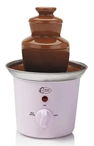 Bestron Fuente de chocolate con 3 niveles, pequeña fuente de chocolate con función de mantenimiento del calor, 60 vatios, color: rosa