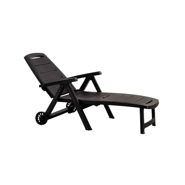 Shaf Jardin Antibes | Tumbona Plegable de Exterior con Ruedas en Color Wengué | Fabricado en España con Materiales Reciclados, 189 x 79 x 94 cm