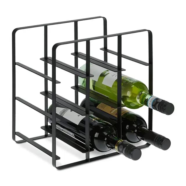 Relaxdays Botellero Vino Metálico, Estantería 9 Botellas, Cuadrado, 30,5 x 27,5 x 20 cm, Cocina, Salón o Bar, Negro