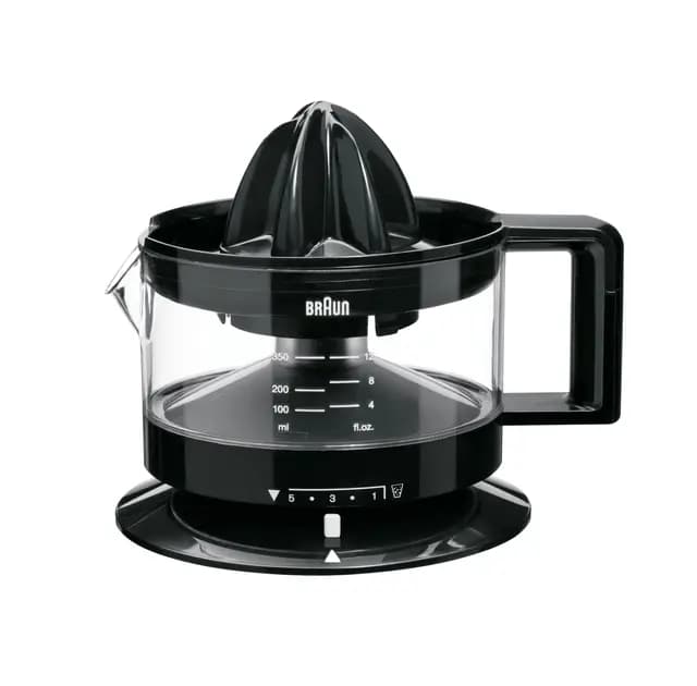 Braun Hogar TributeCollection CJ3000 BK - Exprimidor Eléctrico, 20 W, 350ml, Cantidad de Pulpa Ajustable, Apto para Lavavajillas, Color Negro