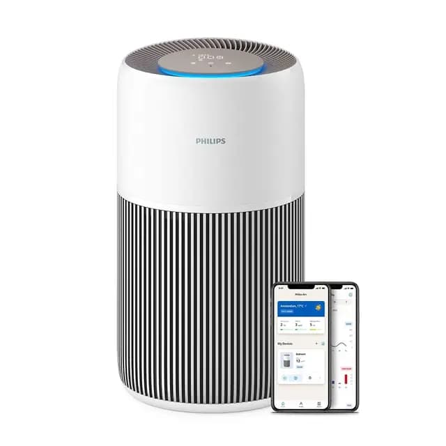 Philips Purificador de aire Serie 2200, HEPA NanoProtect + Filtro de carbón activo, CADR 400m³/h para 104m², Personas alérgicas, Ultra silencioso, Filtro inteligente y duradero (AC2210/10)