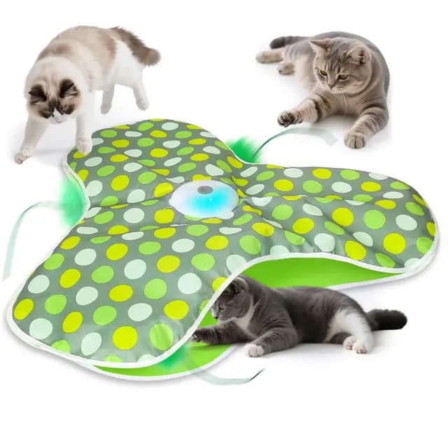 Juguete interactivo para gatos autoempleo, juguete eléctrico de inteligencia para gatos con plumas extraíbles, juego de captura automática de ratones, carga USB