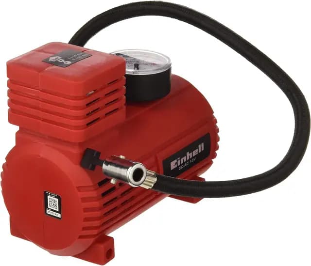 Einhell Compresor de aire para coche CC-AC 12V (manómetro de 18 bar máx., manguera de aire, 3 adaptadores de accesorios, cable de alimentación de 2,90 m con enchufe de encendedor de 12V)