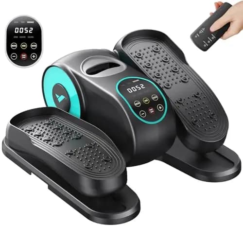 MERACH Máquina Elíptica Eléctrica, Mini Elíptica Bajo Escritorio para Hogar, Mando, Pantalla Grande, Base Antideslizante, 12 Vel., Silenciosa, Portátil, para Mayores y Rehabilitación de Piernas
