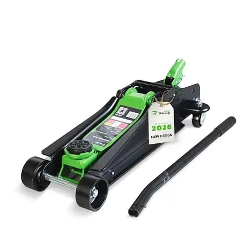 Gato Hidráulico de Carretilla 2,5 T con Maletín – Perfil Bajo, Altura 85-380 mm – Elevación Rápida, Almohadilla de Goma y Ruedas 360° – Gato para Coches y SUV, Ideal para Cambio de Rueda