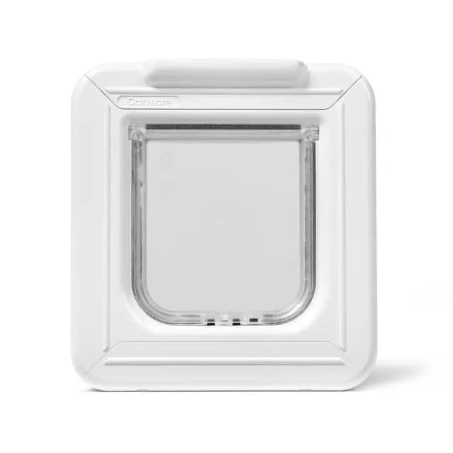 Cat Mate Puerta para Gatos con Microchip con Temporizador Digital y Pantalla LCD, Fácil Instalación en Puertas de UPVC, Vidrio y Puertas de Madera