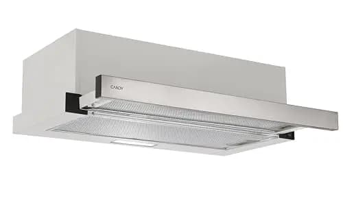 Candy CBT6130/3X, Campana Telescópica 60 CM, 2 Niveles de Potencia, 125W, 264M3/H, Filtros de Carbono, Panel Aluminio Antigrasa, Iluminación LED, 53/60DB, Acero Inoxidable