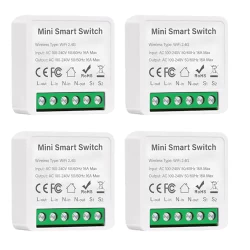4Pcs Interruptor Inteligente Wifi, Interruptor Wifi Smart Life Compatible con Alexa y Google Home, Función de Temporizador Interruptores Inteligentes