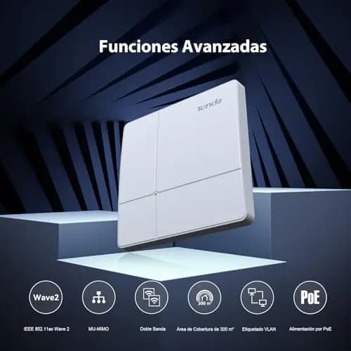Tenda I23 AC1200 Punto de Acceso Inalámbrico (Doble Banda, 1 Puerto Gigabit, Gestionable a través de APP/Interfaz Web, MU-MIMO, Alimentado mediante PoE+ 802.3at, Incluye Adaptador de Corriente) Blanco